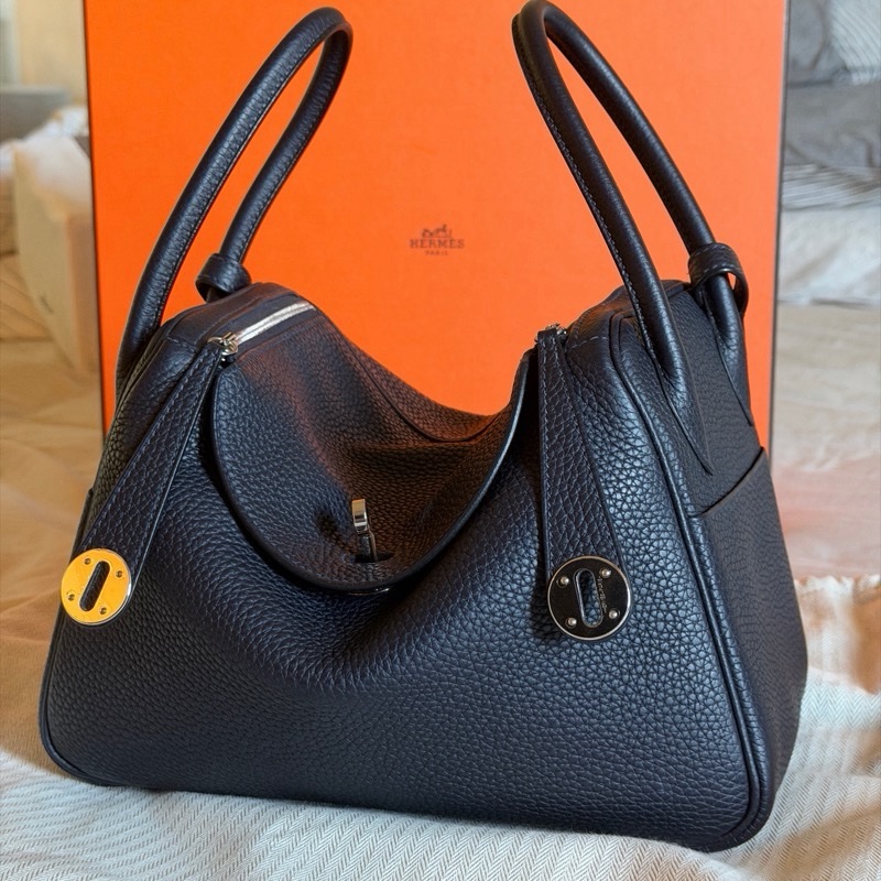 Hermes Lindy 26 U刻TC皮 黑呢色 3Y 銀扣 95新-0