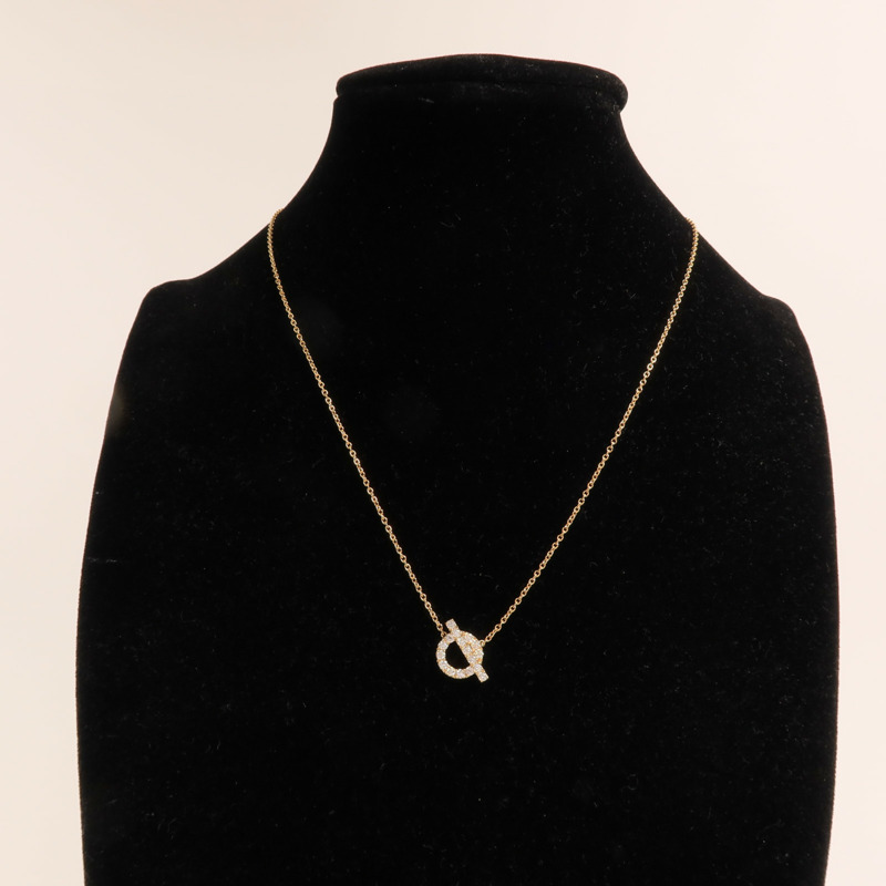 HERMES 18K玫瑰金Finesse Necklace鑽石項鍊-5