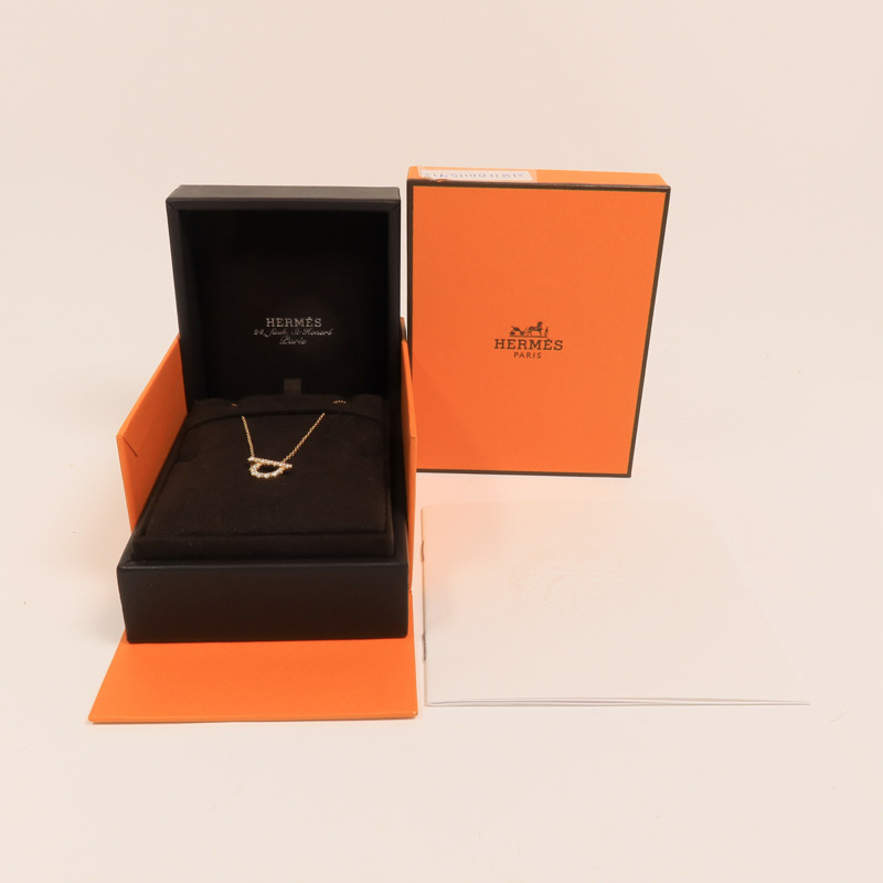 HERMES 18K玫瑰金Finesse Necklace鑽石項鍊-7