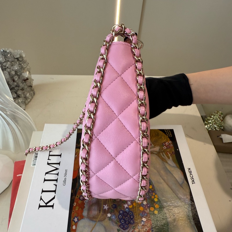 CHANEL 粉色月亮包彎月包 幸運餅乾包 鏈條包 芯片款-2