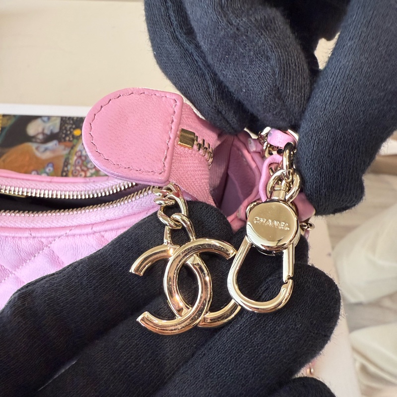 CHANEL 粉色月亮包彎月包 幸運餅乾包 鏈條包 芯片款-7