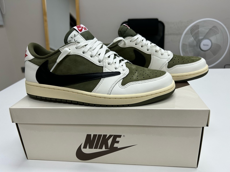 travis scott x air jordan 1 low og medium olive 橄欖綠 倒鉤 男鞋 DM7866-200-0
