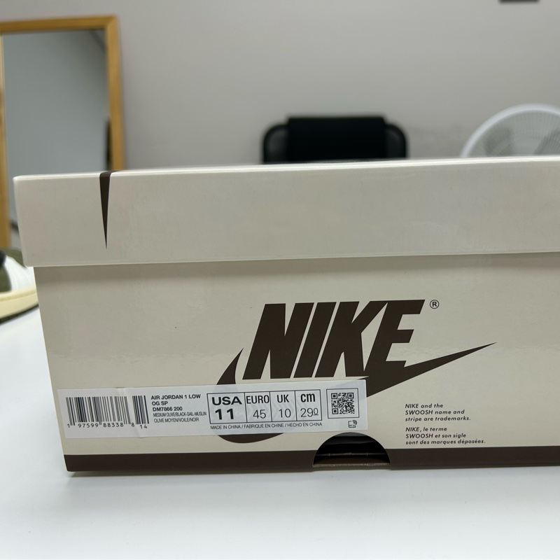 travis scott x air jordan 1 low og medium olive 橄欖綠 倒鉤 男鞋 DM7866-200-10