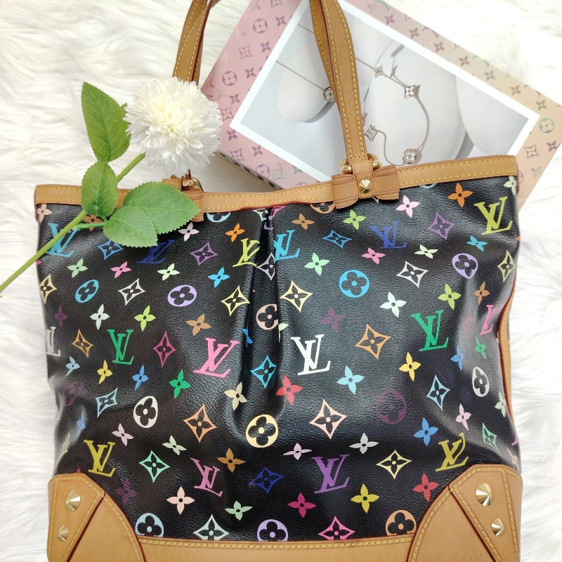 LV Sharleen 黑色拼多色 黑三彩 塗層帆布 小號-0