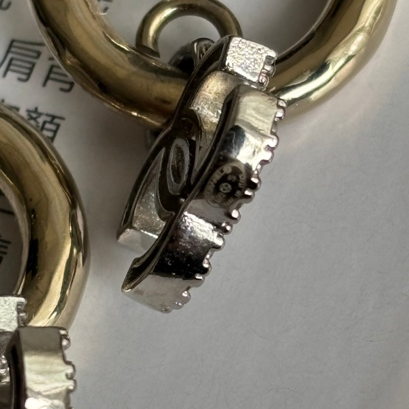 ::CHANEL:: 香奈兒 淡金雙C水鑽垂墜耳環-8