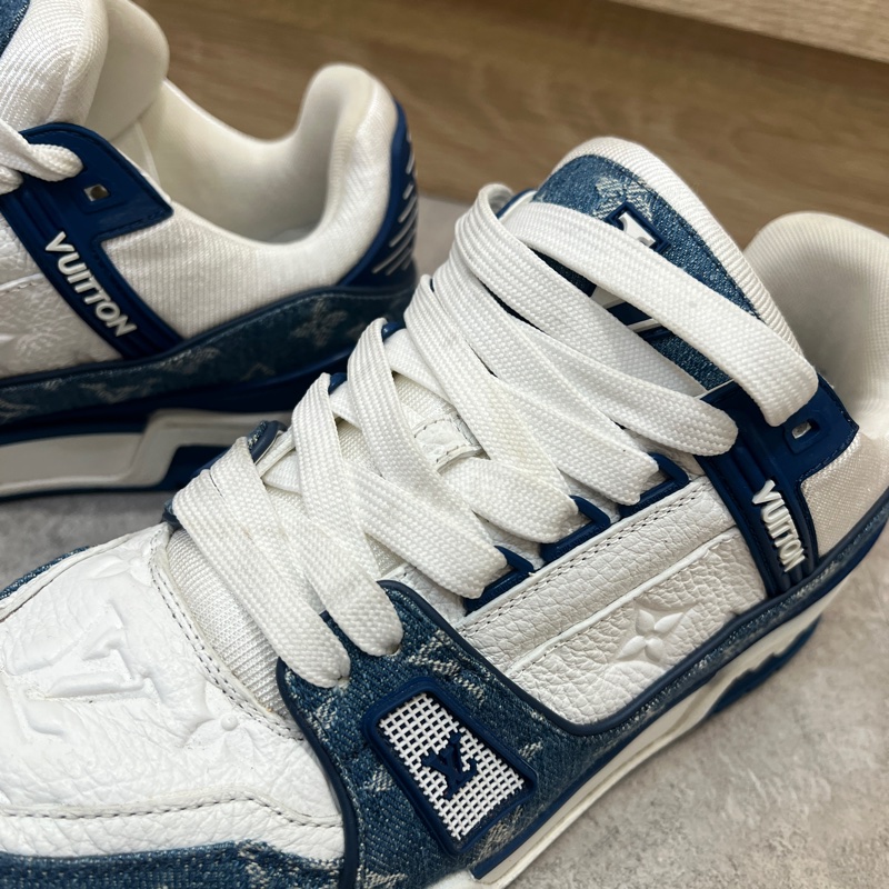 LV 白牛皮壓紋丹寧Trainer運動鞋-2