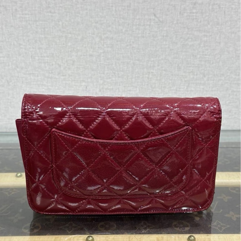 CHANEL/香奈兒紅銀2.55扣漆皮woc鏈條包 19*12*3.5-2