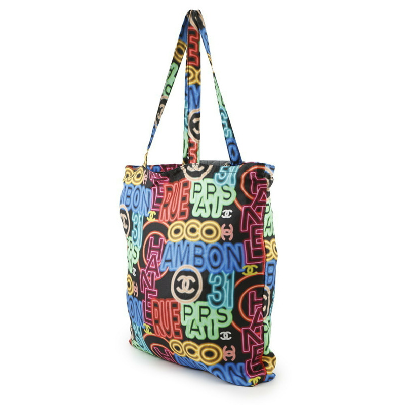 Chanel 環保袋，Matelasse Coco Mark，魚子醬皮革，尼龍，AP2095，雙向鏈條單肩包，黑色-2