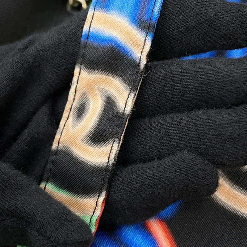 Chanel 環保袋，Matelasse Coco Mark，魚子醬皮革，尼龍，AP2095，雙向鏈條單肩包，黑色-14