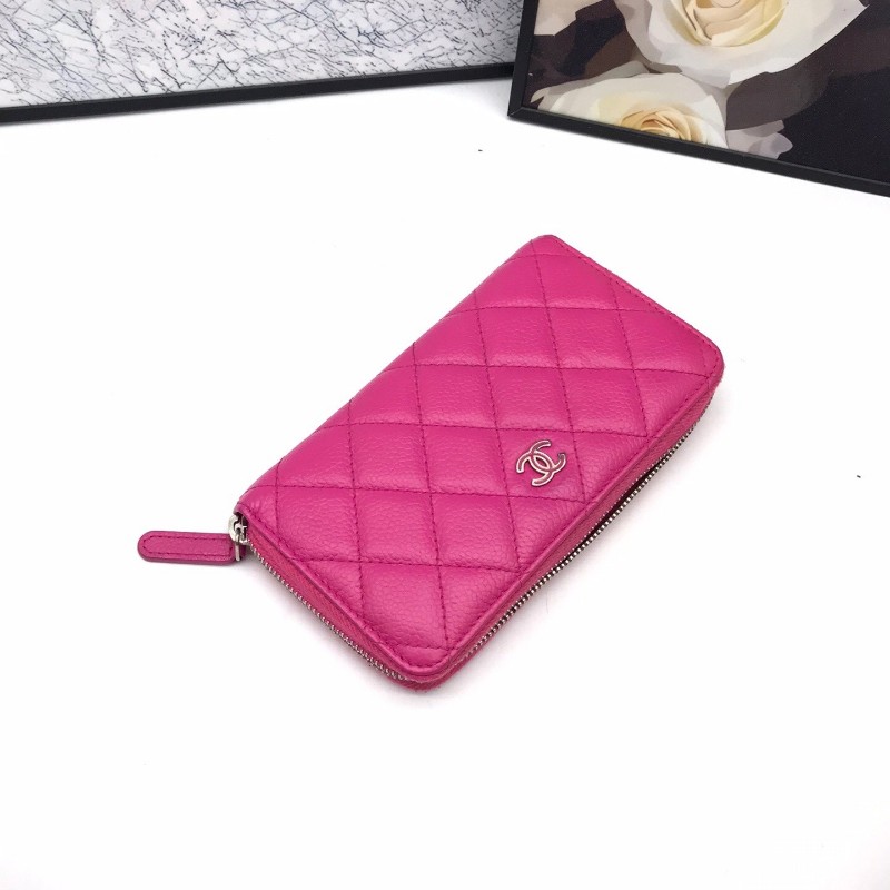 Chanel香奈兒 玫紅色錢包 長夾 銀包 21開 15*9cm-1