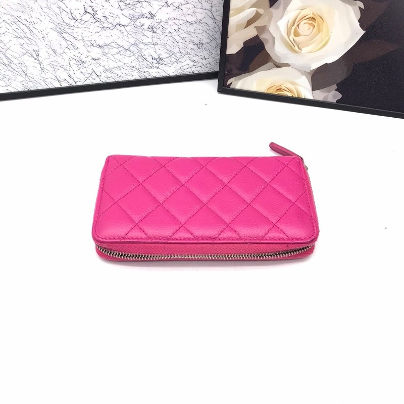 Chanel香奈兒 玫紅色錢包 長夾 銀包 21開 15*9cm-2