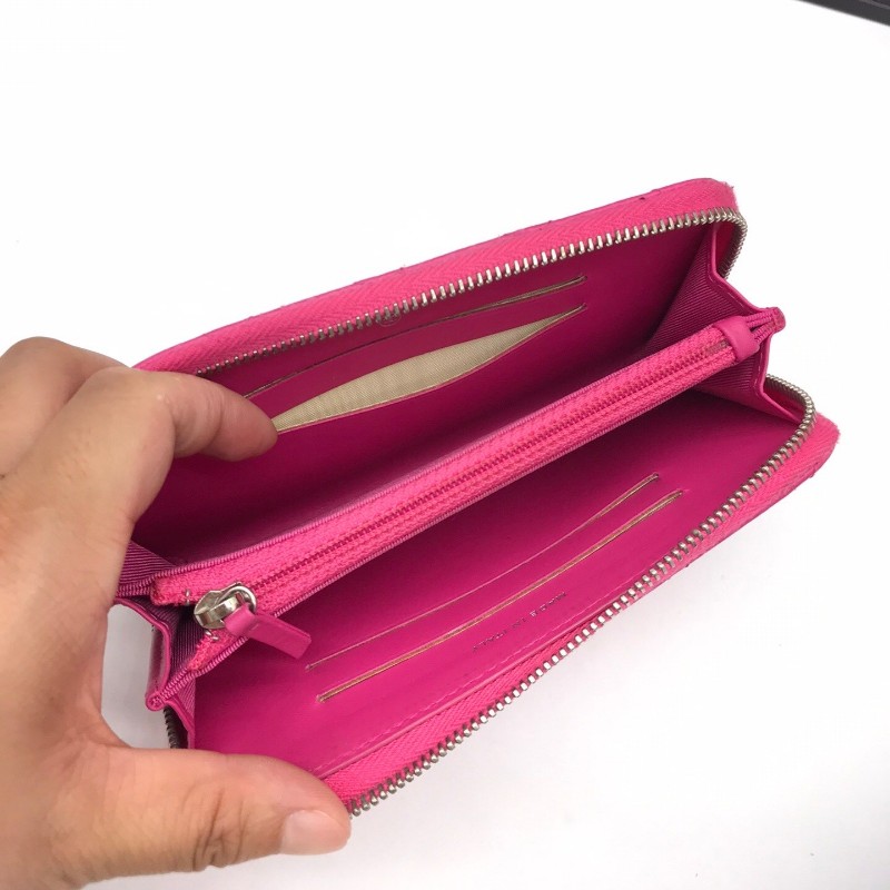 Chanel香奈兒 玫紅色錢包 長夾 銀包 21開 15*9cm-5