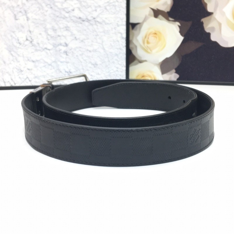 LV路易威登 棋盤格壓印全皮腰帶 尺碼90/36 附件：盒子，購鉦，吊牌-2