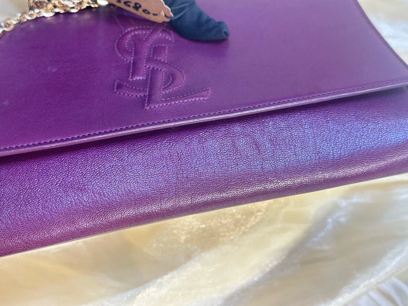 YSL圣罗兰紫罗兰色浮雕logo大号手拿包-1