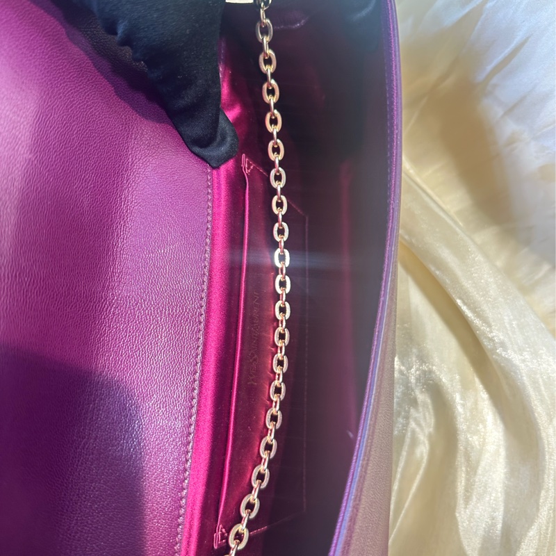 YSL圣罗兰紫罗兰色浮雕logo大号手拿包-4