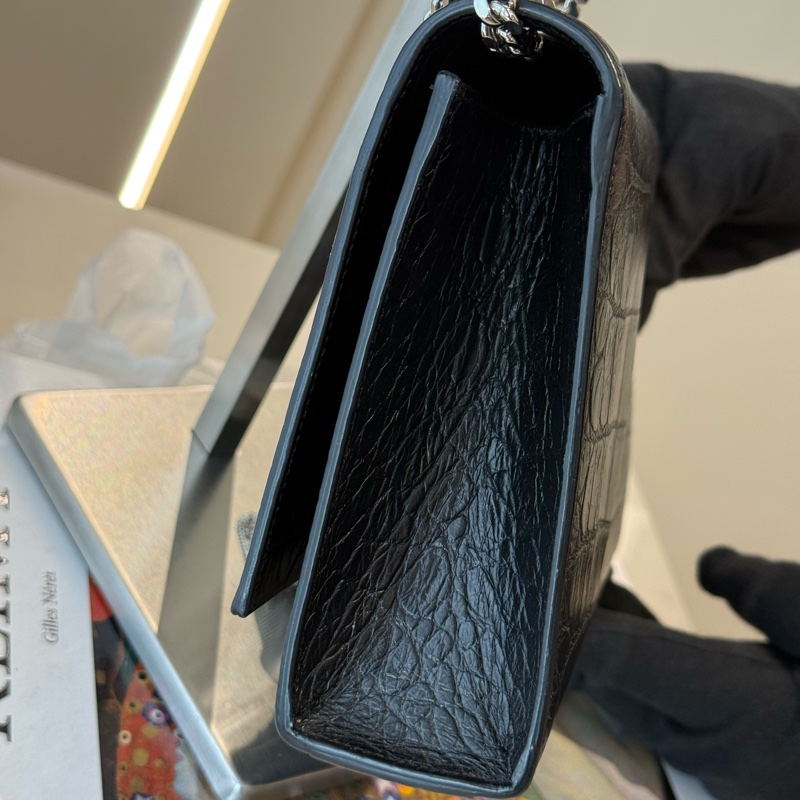 YSL 黑銀鱷魚壓紋流蘇包 Saint Laurent 晚宴包-5