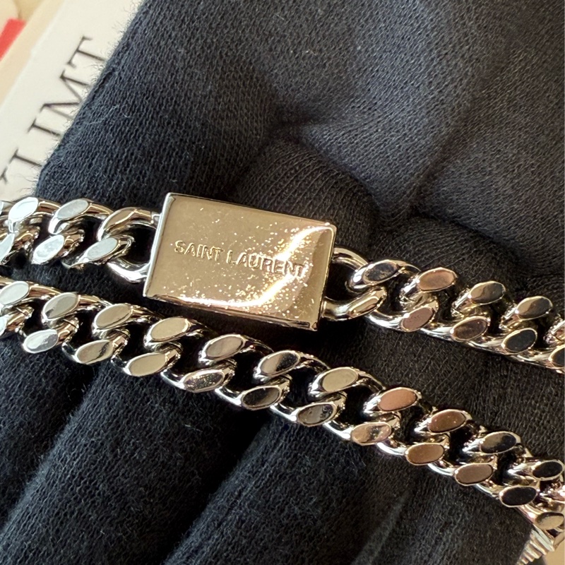 YSL 黑銀鱷魚壓紋流蘇包 Saint Laurent 晚宴包-7