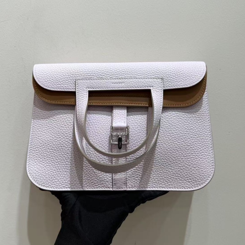 Hermès 愛馬仕 halzan25 夢幻紫銀扣內拼金棕色 u刻-0