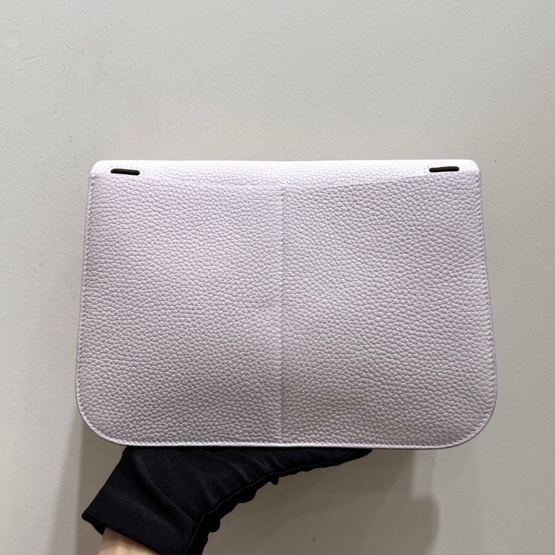 Hermès 愛馬仕 halzan25 夢幻紫銀扣內拼金棕色 u刻-6