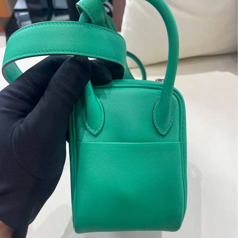 🌈Hermes💚Mini Lindy一代💚綠色內拼藍色銀扣🌟未使用99.8新閑置🌈🌟Swift皮🌟-2