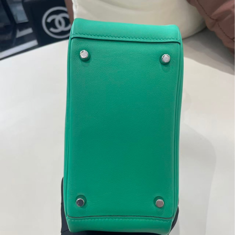 🌈Hermes💚Mini Lindy一代💚綠色內拼藍色銀扣🌟未使用99.8新閑置🌈🌟Swift皮🌟-4