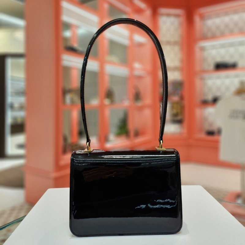 🎉新品好折扣✨Celine 117893 Teen Garance 漆面牛皮凱旋門 Teen Garance 包 黑色-6