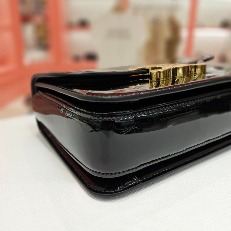 🎉新品好折扣✨Celine 117893 Teen Garance 漆面牛皮凱旋門 Teen Garance 包 黑色-9