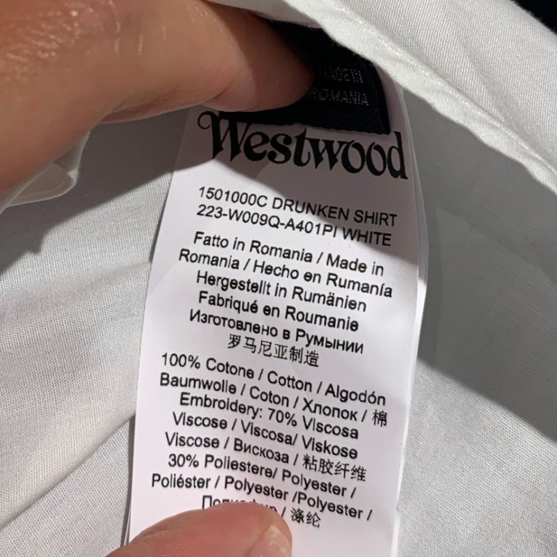 🎉新品好折扣✨Vivienne Westwood 女款 Drunken 抓褶設計純棉府綢襯衫 白色 EU38/40/42/44-7