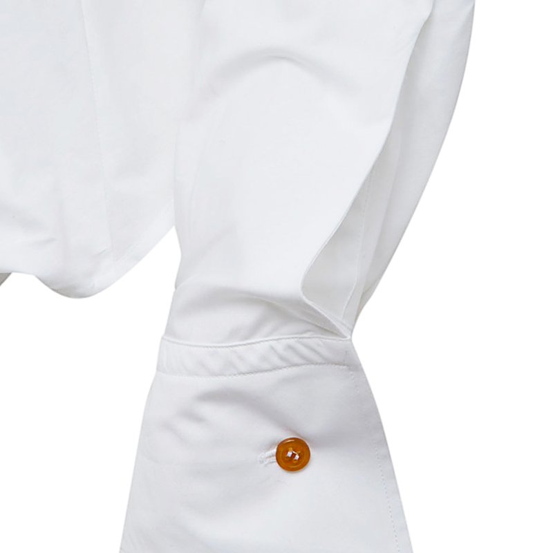 🎉新品好折扣✨Vivienne Westwood 女款 Drunken 抓褶設計純棉府綢襯衫 白色 EU38/40/42/44-15