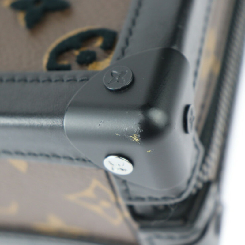 LOUIS VUITTON Vertical Soft Trunk Monogram Tuftage 單肩包 M45044 皮革 棕色 黑色 圓形 Pochette 包 R2412123007050-5