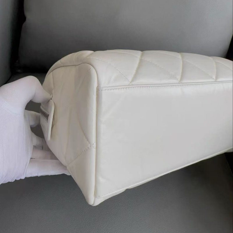 Chanel 波士頓包jennie同款油蠟皮 行李牌 98新 配件塵袋盒子-4