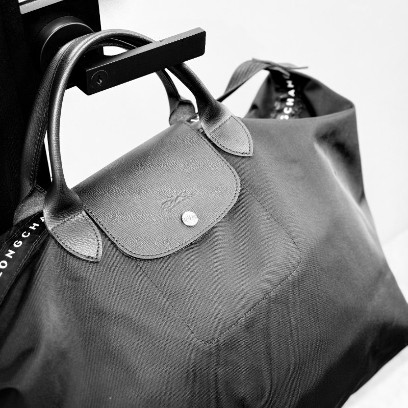 LONGCHAMP 黑色尼龍 手提托特包 旅行袋-1