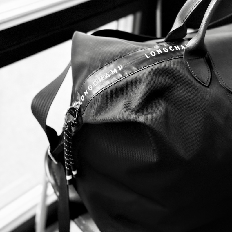 LONGCHAMP 黑色尼龍 手提托特包 旅行袋-2