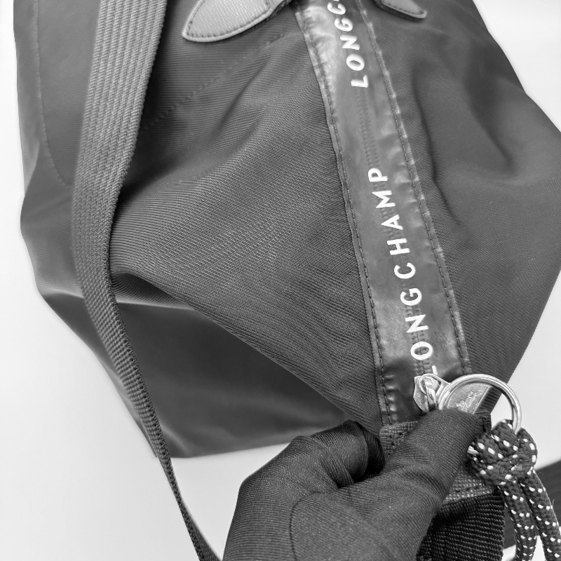 LONGCHAMP 黑色尼龍 手提托特包 旅行袋-6