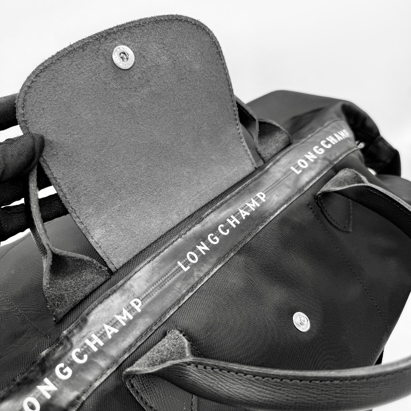 LONGCHAMP 黑色尼龍 手提托特包 旅行袋-12