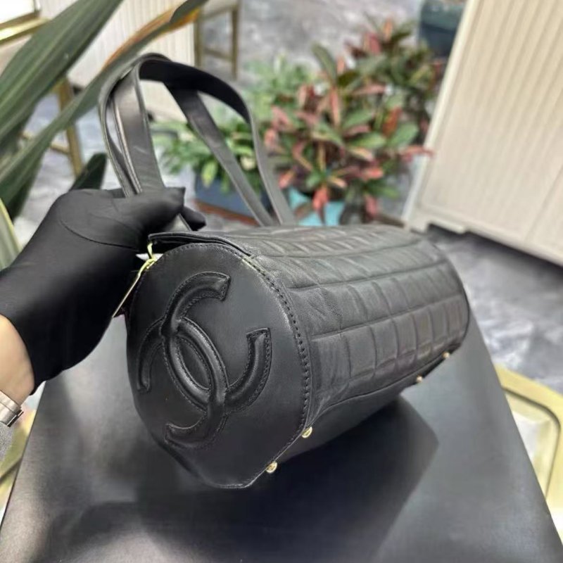 Chanel 中古羊皮冰格圓筒包22*10cm 98新 配件塵袋-2