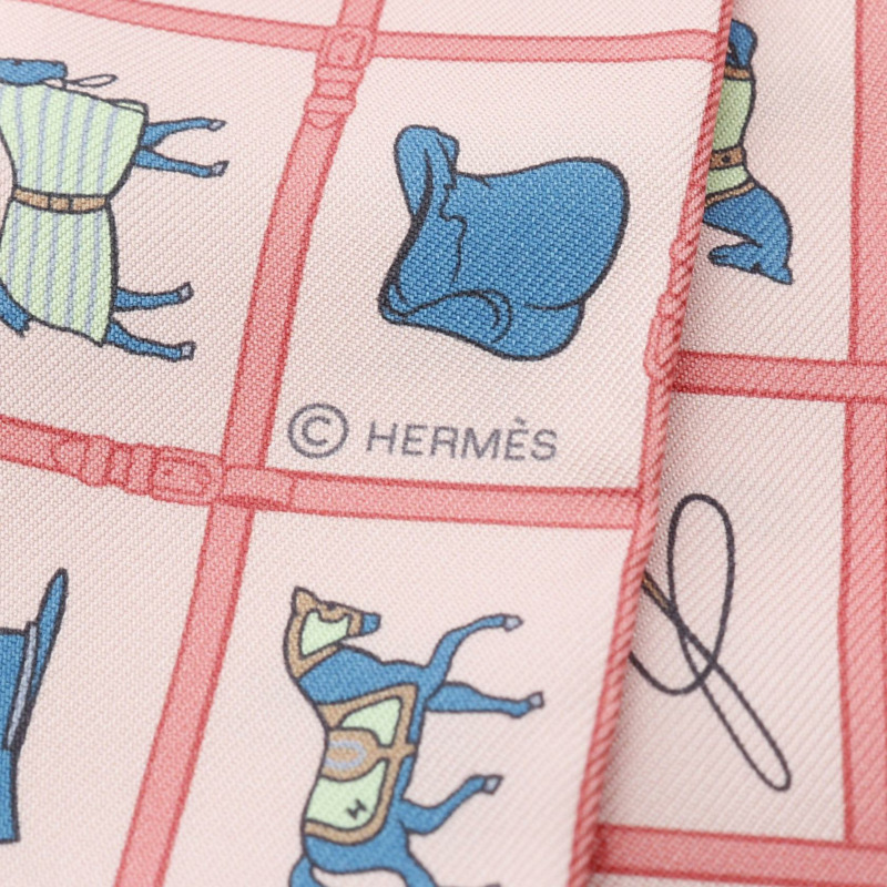 HERMES Twilly Couvertures et Tenues de Jour 圍巾 絲巾 粉紅色 多色 粉紅色 二手女式-1