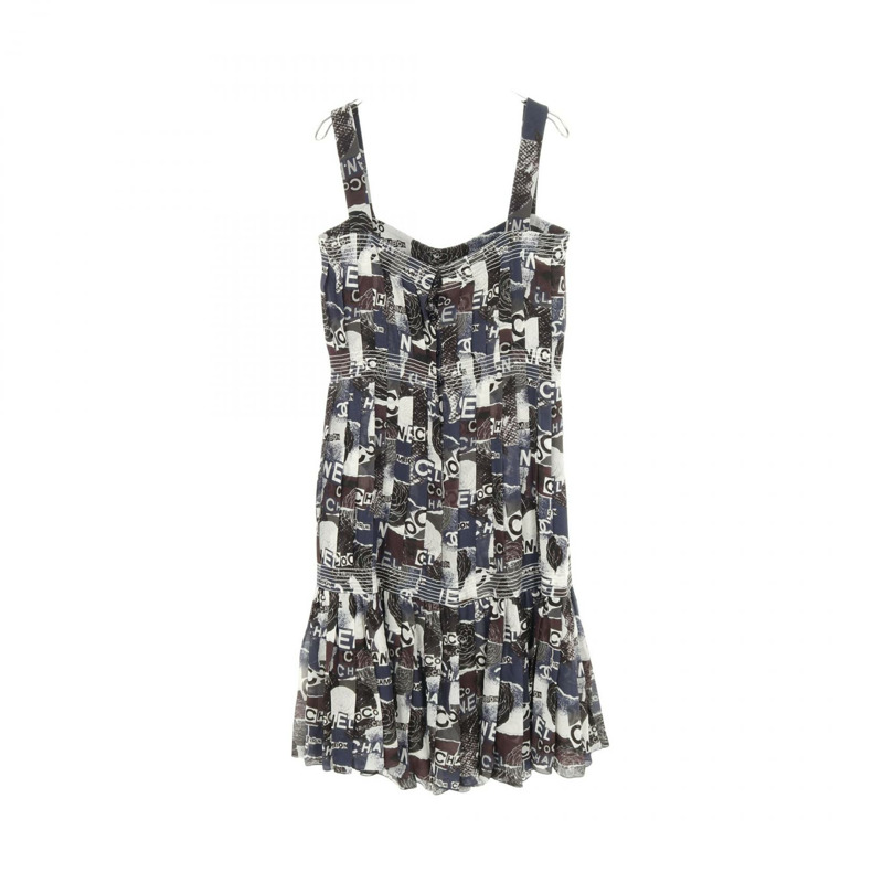 CHANEL COCO Mark Camelia 洋裝 P63200V48706 絲綢 海軍藍 多色 #38 二手女裝-1