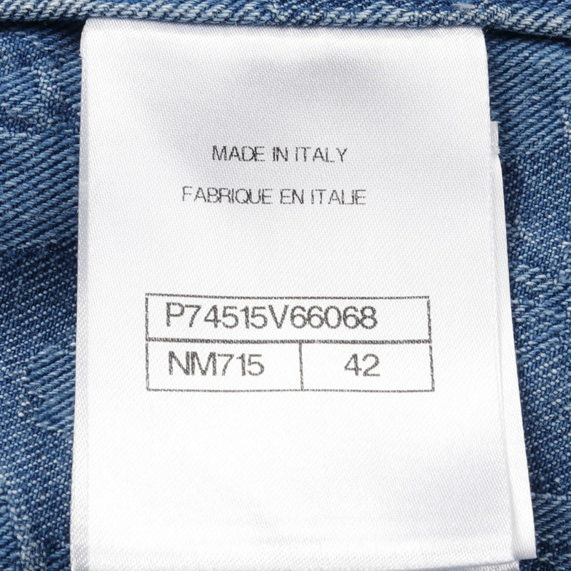 香奈兒山茶花牛仔連身裙,帶紐帶,棉質,藍色,42 碼,二手,女款-4