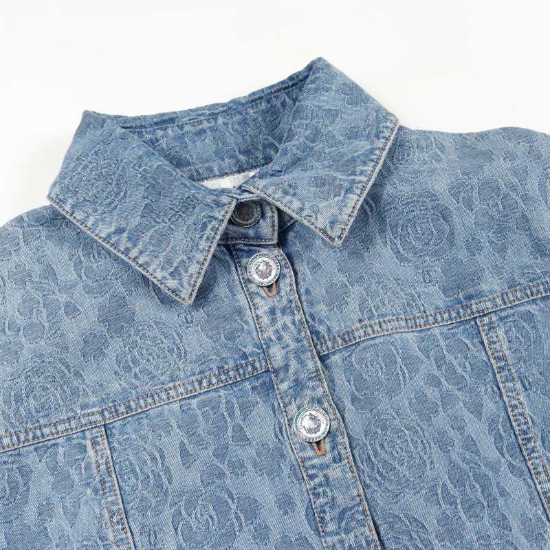 香奈兒山茶花牛仔連身裙,帶紐帶,棉質,藍色,42 碼,二手,女款-5