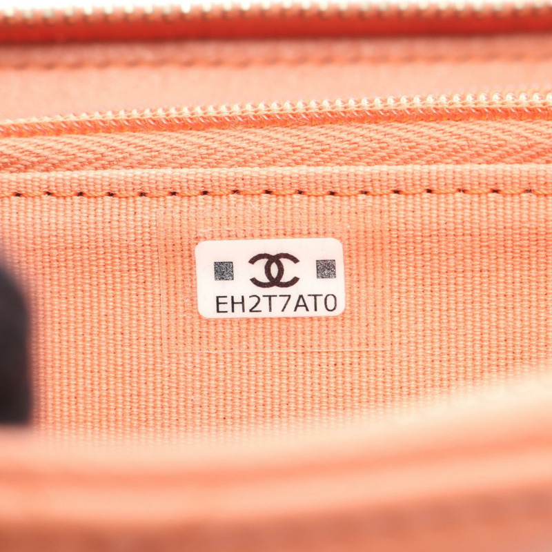 CHANEL 菱格紋零錢包 小羊皮 粉紅 GHW 二手 女士-4