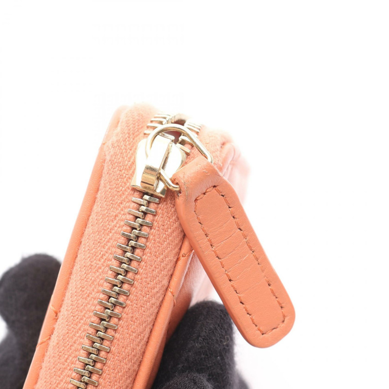 CHANEL 菱格紋零錢包 小羊皮 粉紅 GHW 二手 女士-6