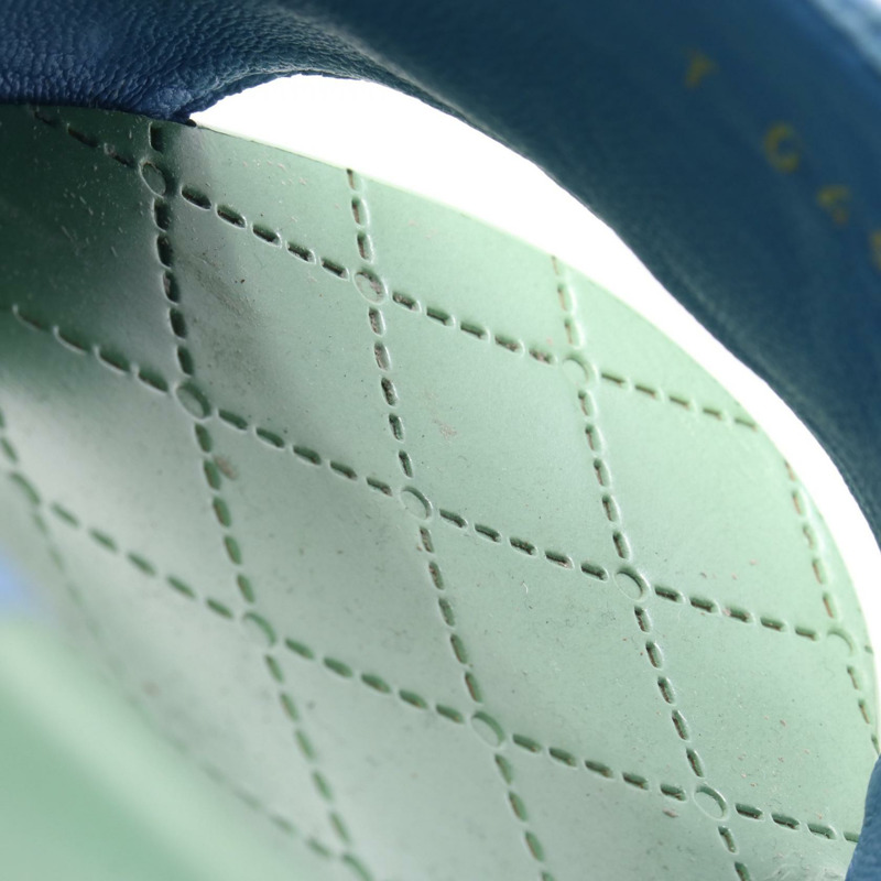 香奈兒厚底坡跟涼鞋 帆布 藍綠色 35C 號 二手 女士-6