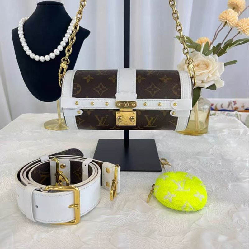 LV 網球系列 Papillon Trunk 巴比龍 限量款芯片款 19*9*9 99新配件塵袋-0