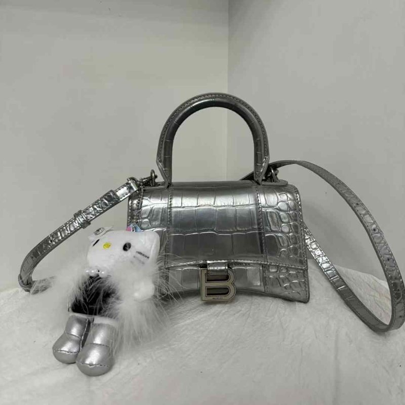 Balenciaga hourglass XS 灰銀色 超級美鱷魚皮色 98新 配件塵袋-4