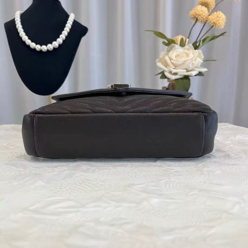 YSL College 黑銀V紋手提郵差包 24*17*6.5 98新 配件塵袋-5