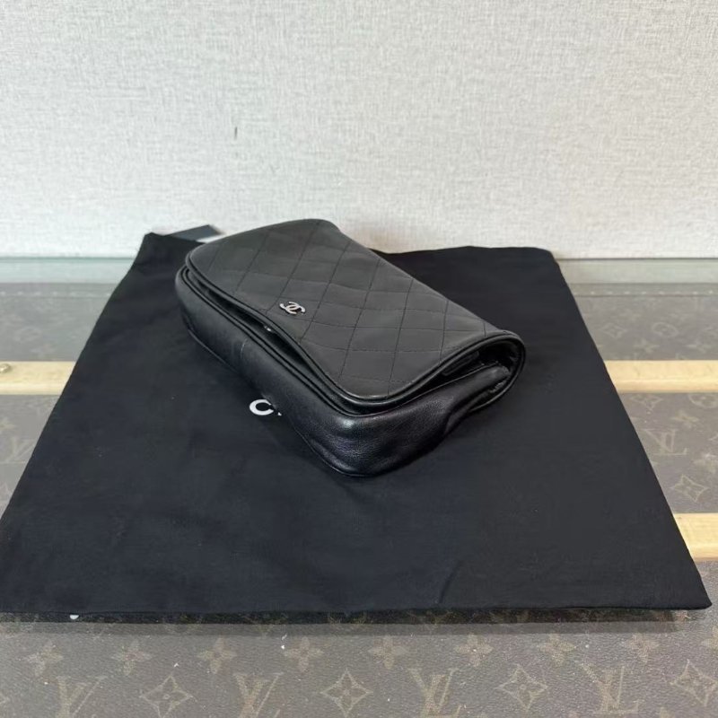 CHANEL 黑銀菱格紋子母雙子星斜背包 20*14*4.5 98新 配件塵袋-3