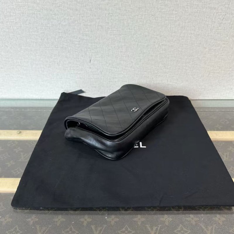 CHANEL 黑銀菱格紋子母雙子星斜背包 20*14*4.5 98新 配件塵袋-4