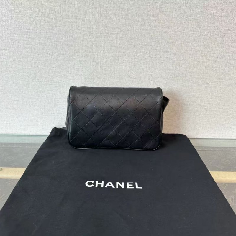 CHANEL 黑銀菱格紋子母雙子星斜背包 20*14*4.5 98新 配件塵袋-5