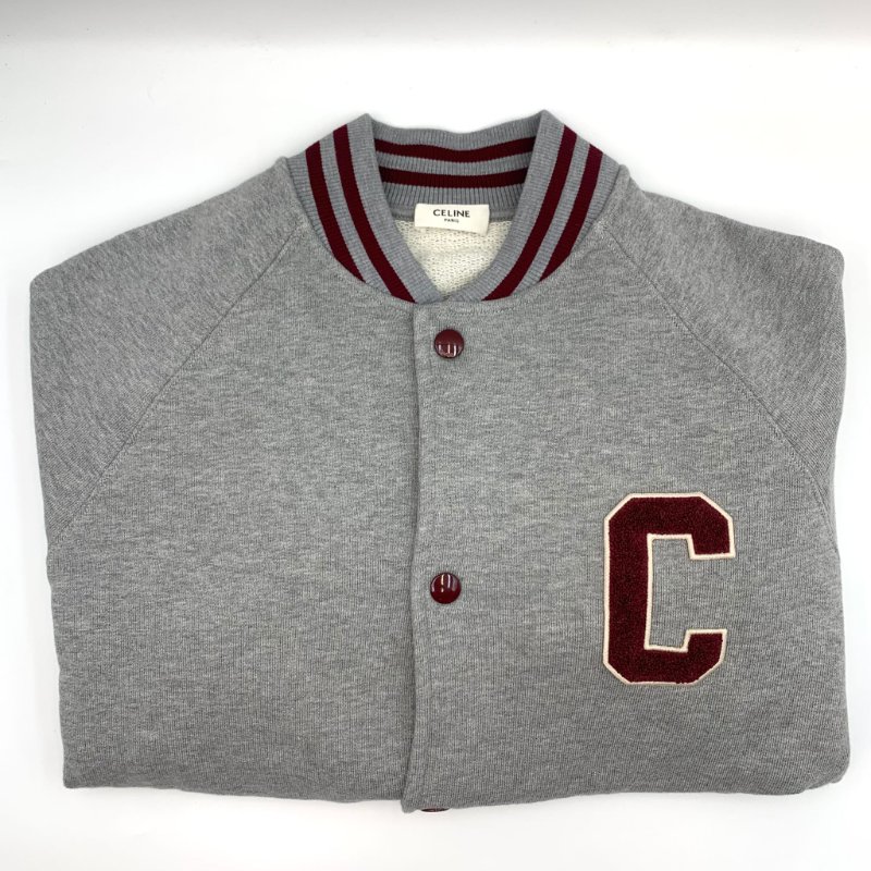 全新有吊牌 Celine外套 大C標誌Logo Jacket 100%棉棒球服 灰色經典百搭款學院風 XS碼-0